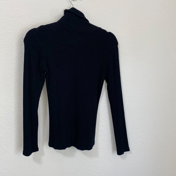 Anthropologie Dolan Left Coast Ribbed Snap Neck Turtleneck Black Size Small - Picture 8 of 8